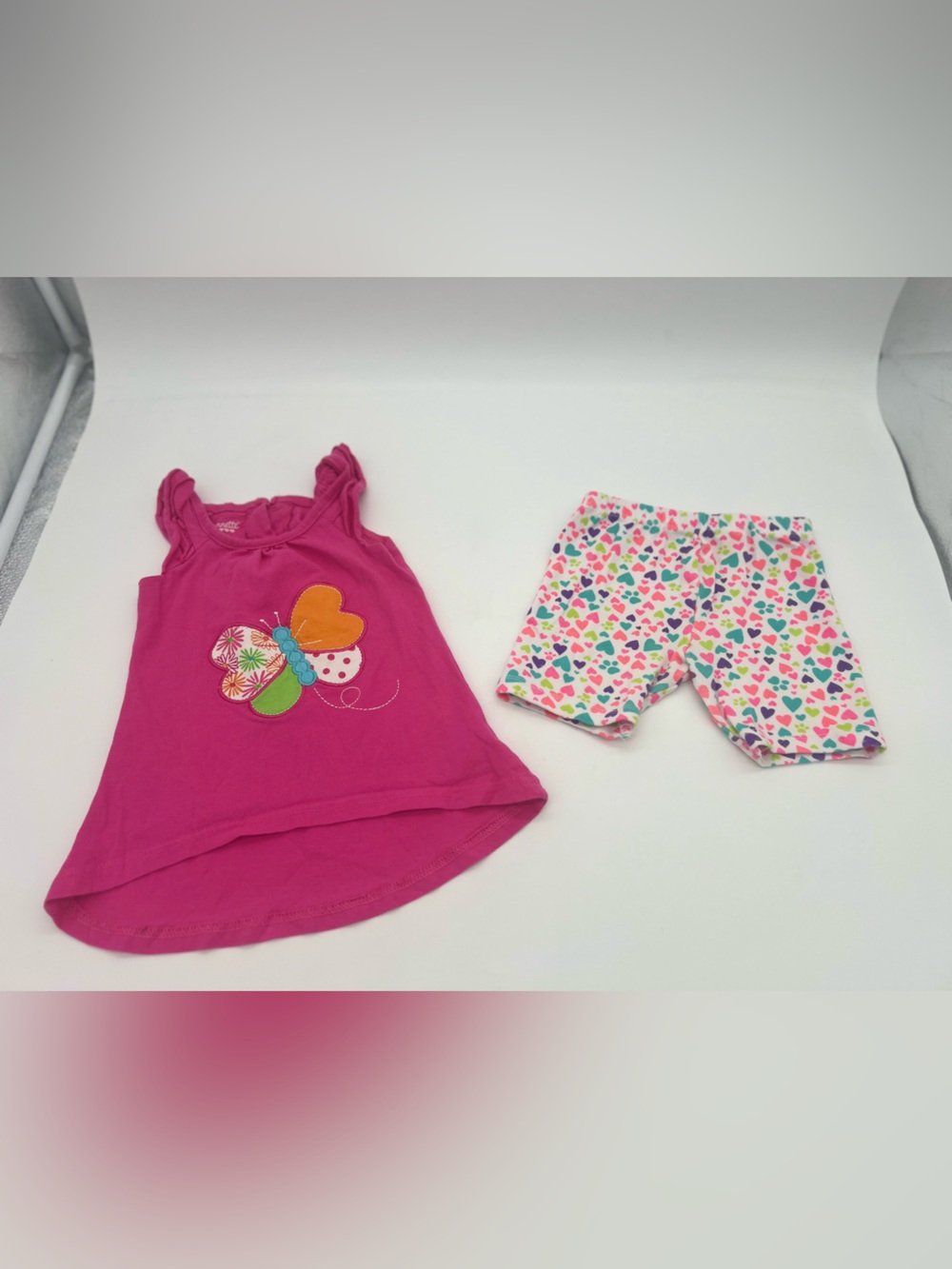 Nickelodeon Baby Girl Hearts Pants And Nanette Pink Butterfly Shirt 24M Set